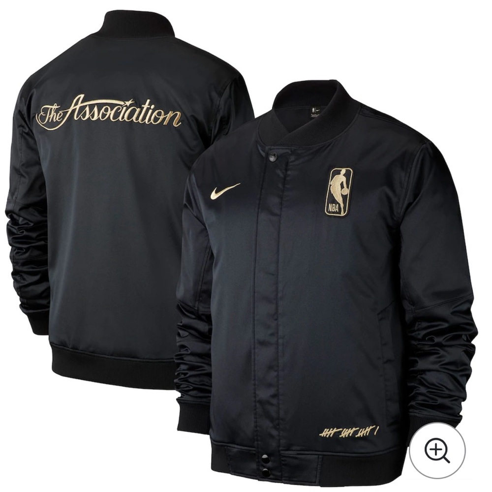 Men's Nike Black NBA Finals The Association Gold Metallic Satin Full-Snap Jacket